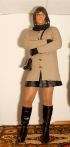 Sybille - Tranny Sybille with her new leather skirt outdoors in Berlin