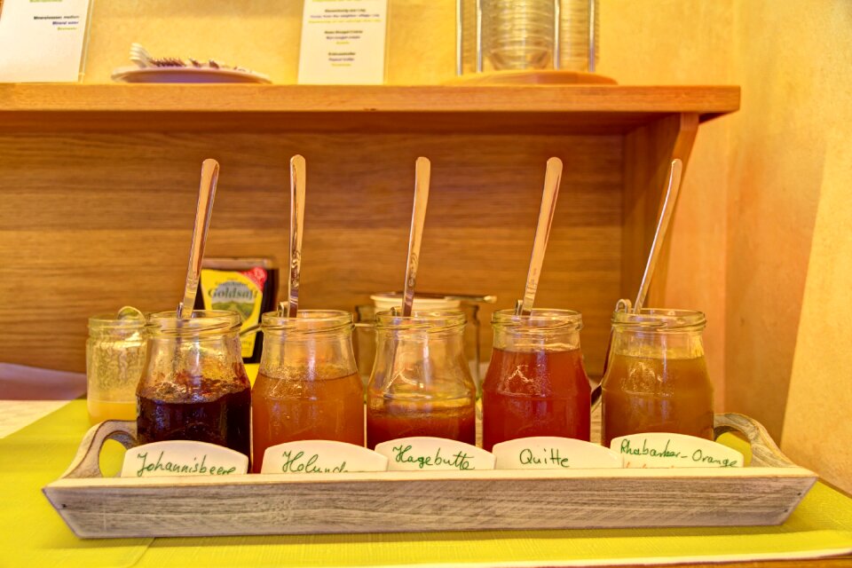 Sweet fruits jam jars