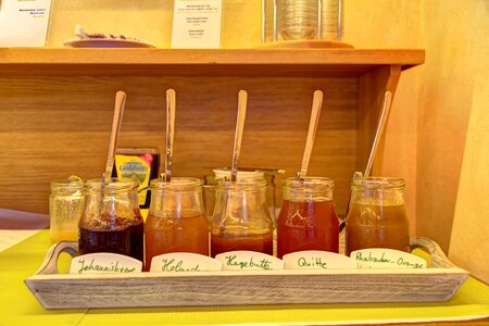 Sweet fruits jam jars