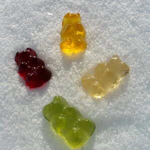 Gummi bears fruit jelly snow