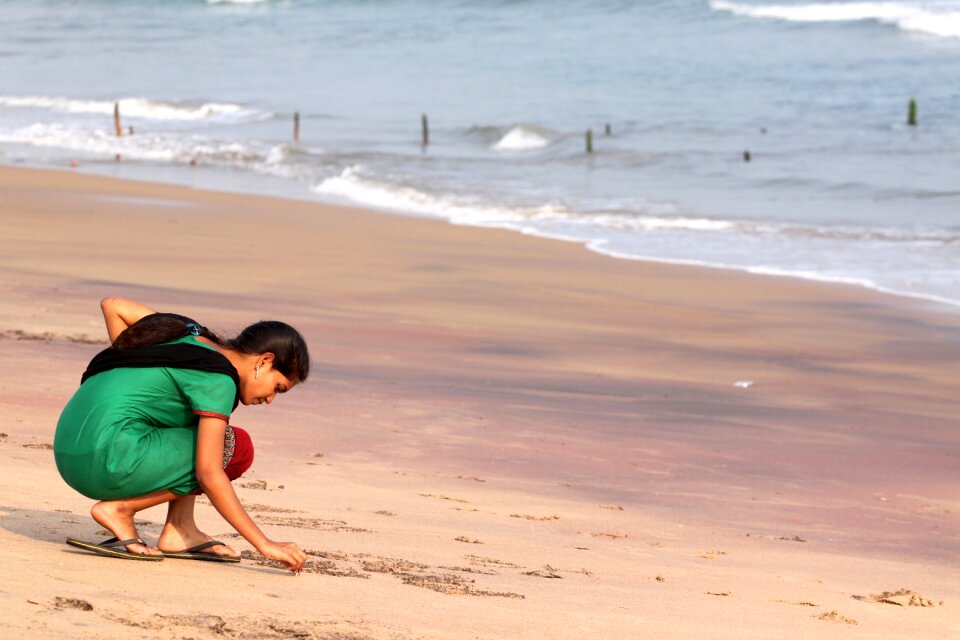 Sand ocean waves photo