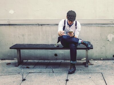 Cigarettes bench sitting