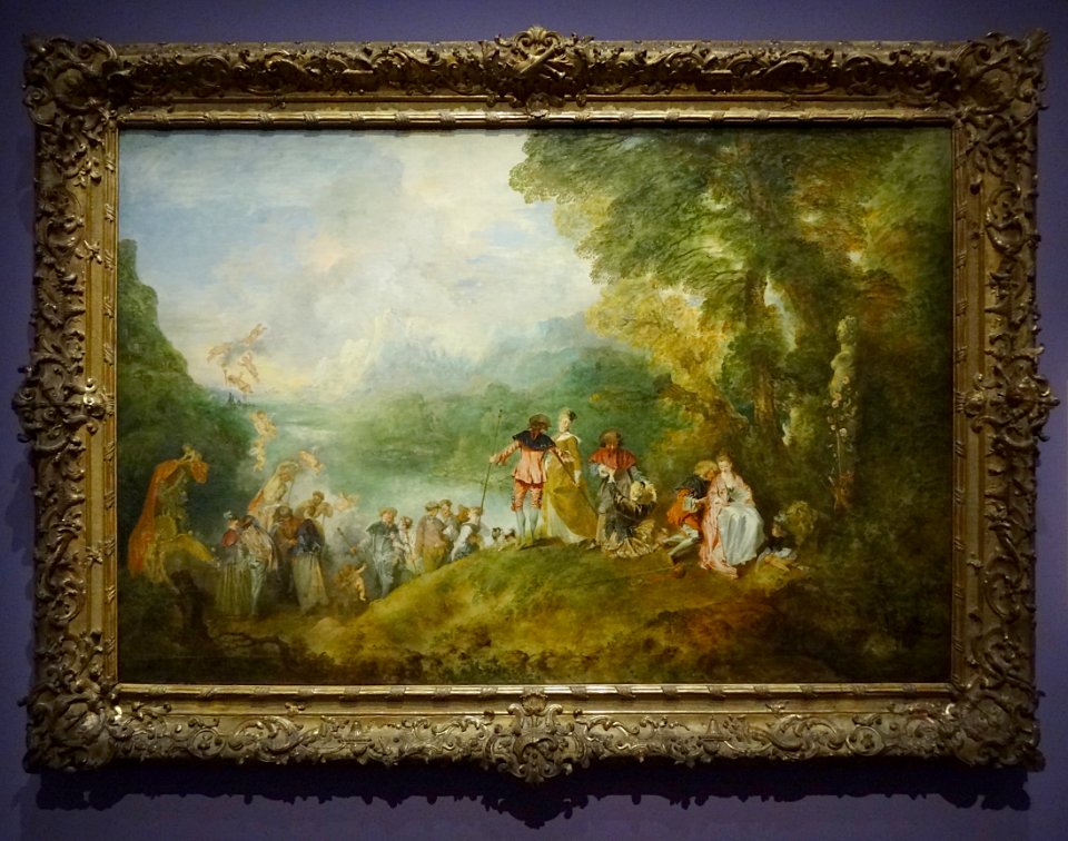 "Pèlerinage à l'île de Cythère", Antoine Watteau, 1717. Exposition "Dansez, embrassez qui vous voudrez", Louvre Lens.
