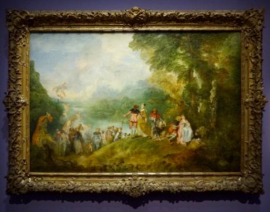 "Pèlerinage à l'île de Cythère", Antoine Watteau, 1717. Exposition "Dansez, embrassez qui vous voudrez", Louvre Lens. photo