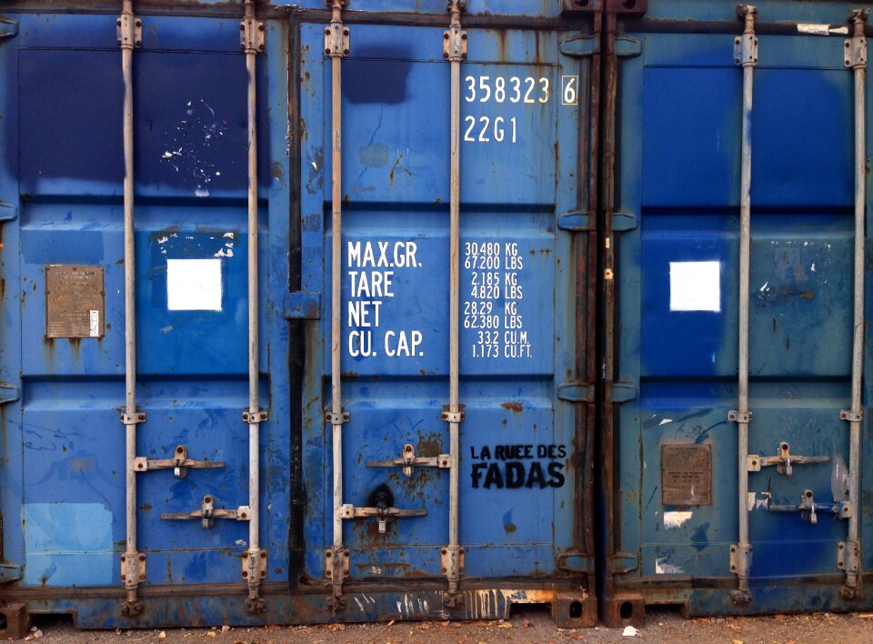 Blue container door metal