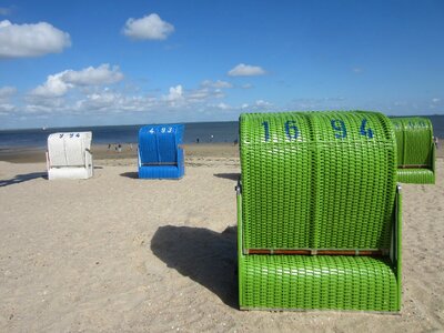 Beach chair blue sky clouds