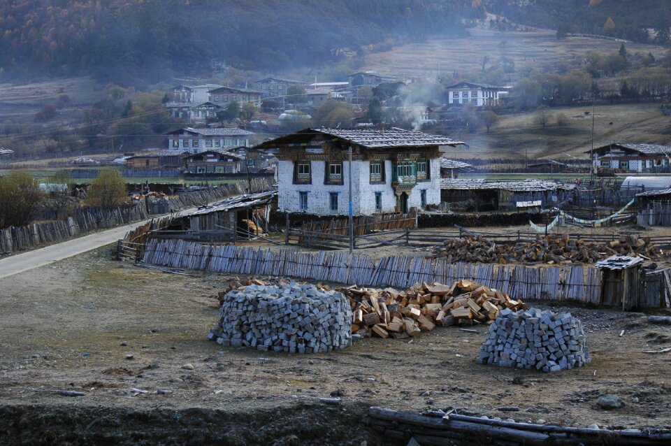 Houses village early in the morning