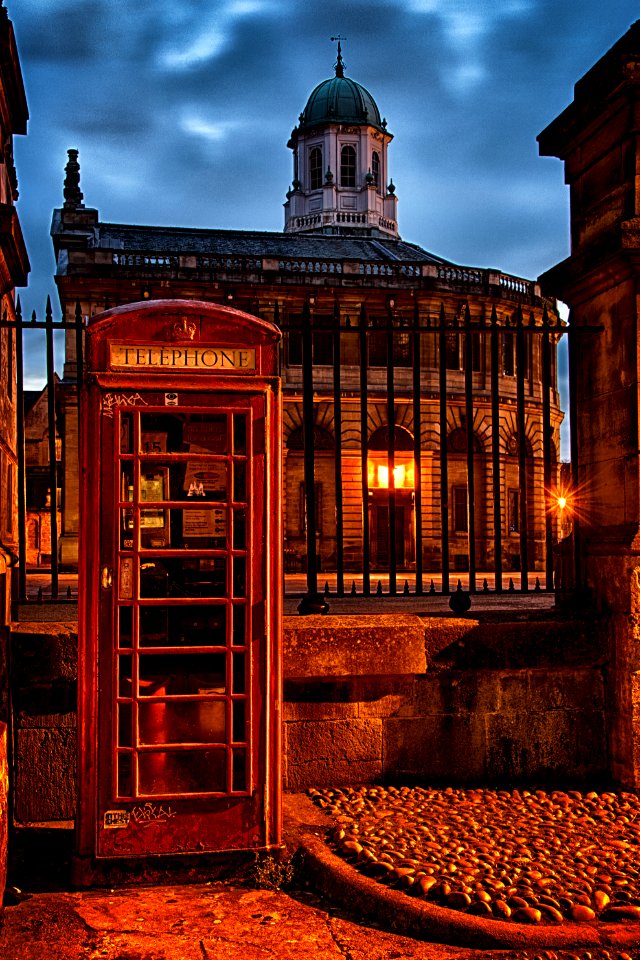 The Sheldonian Theatre with phone box - Oxford