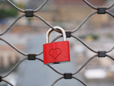 Love castle padlock engraving photo