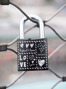 Love castle padlock engraving photo