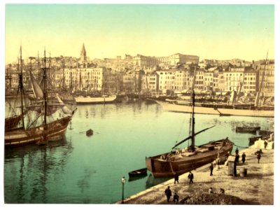 Old Harbor (Vieux-Port), Marseille, France, with Hôtel-Dieu Hospital in background.