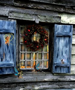 Wreath blue shutters