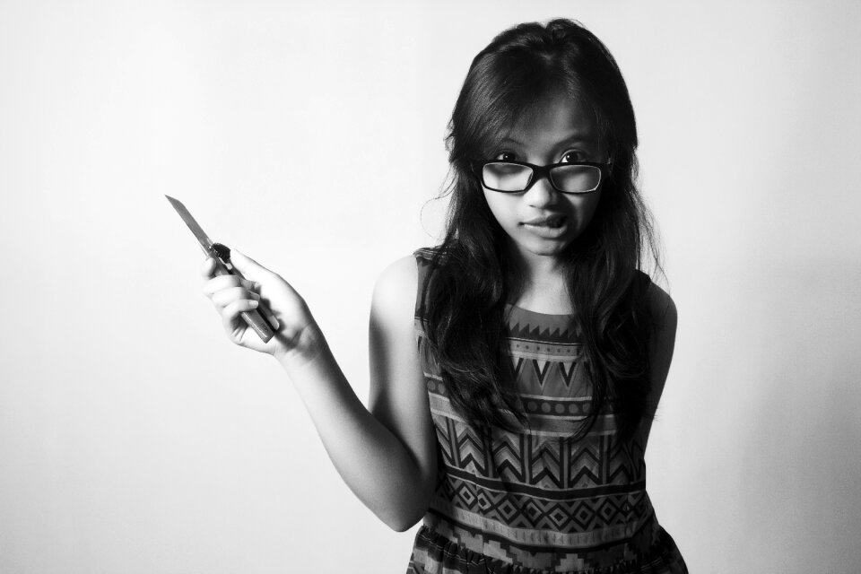 Black and white knife portrait