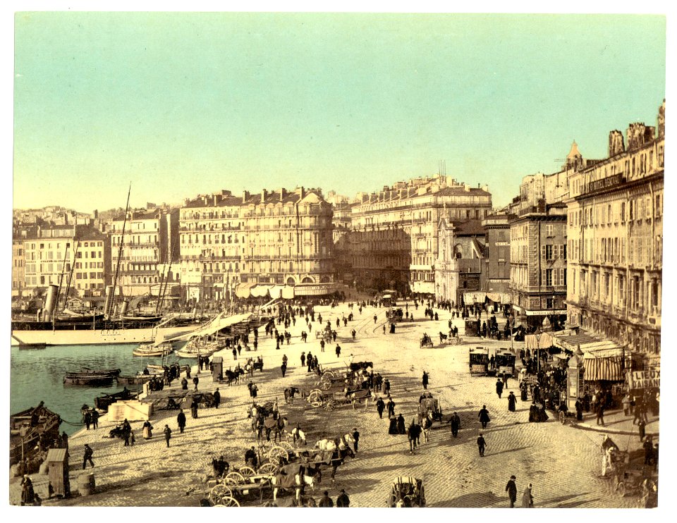 Old Harbor (Vieux-Port), Marseille, France, with Hotel Beauvau at right.