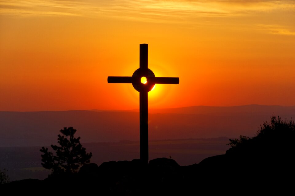 Zittau mountains cross sunrise