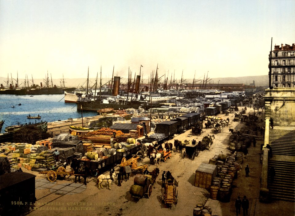 Quay de la Joliette, Marseille, France, ca. 1895.