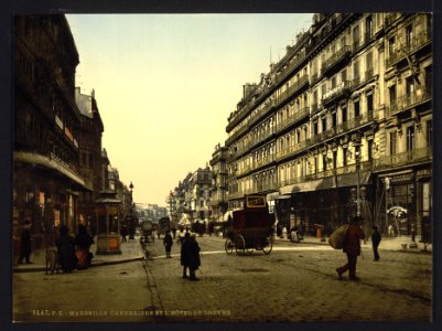 The Cannabiere (i.e., Cannebière) and Hotel de Louvre, Marseilles, France