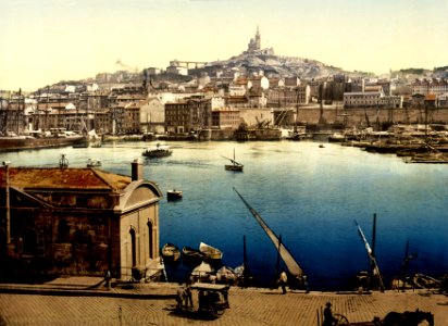 Vieux-Port & Notre-Dame de la Garde, Marseille, France, ca. 1895.