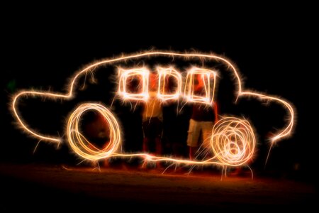 Fourth of july spark car outline photo