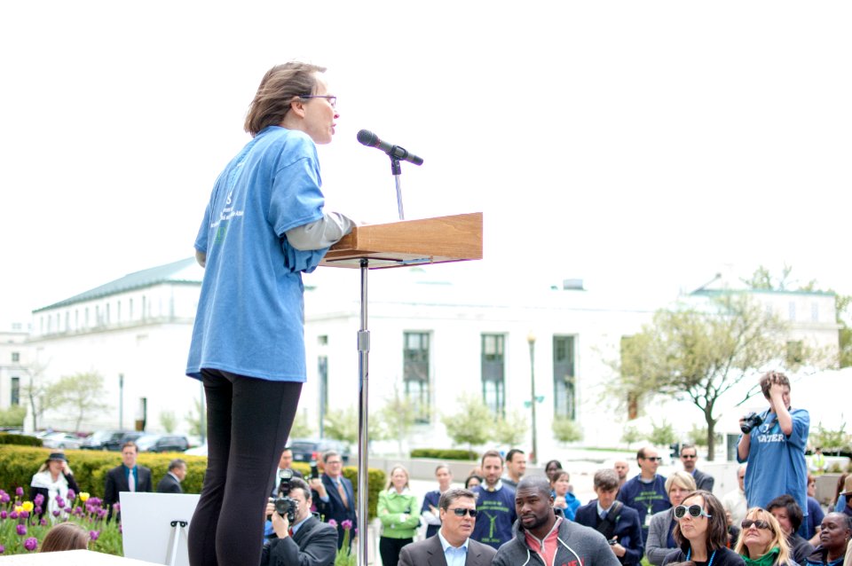 Acting Assistant Secretary of Oceans, Environment and Science addresses the crowd before the Walk starts