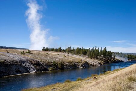 Steam geyser river photo