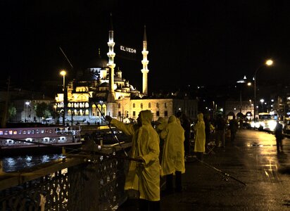 Istanbul fishing night photo