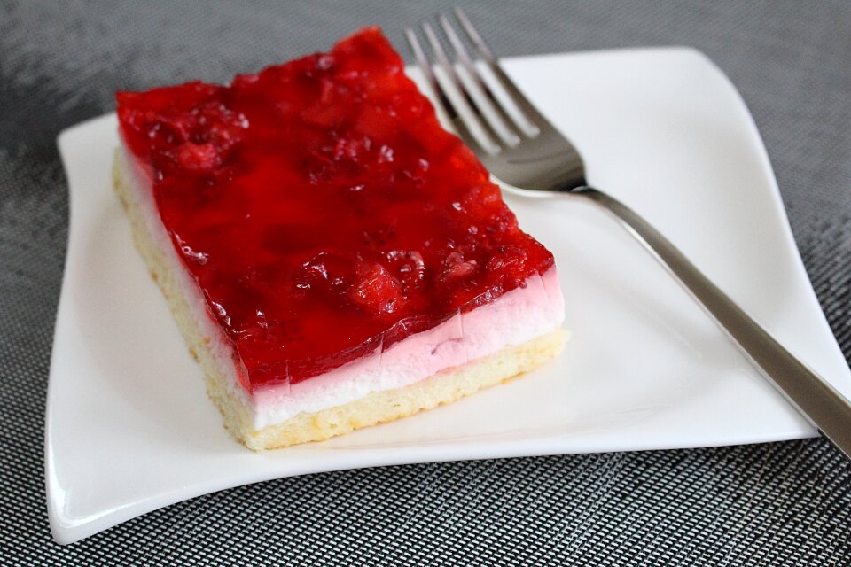 Strawberry sections cream slice dessert