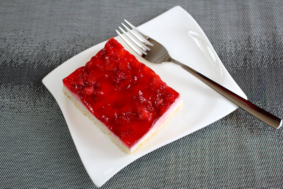 Strawberry sections cream slice dessert
