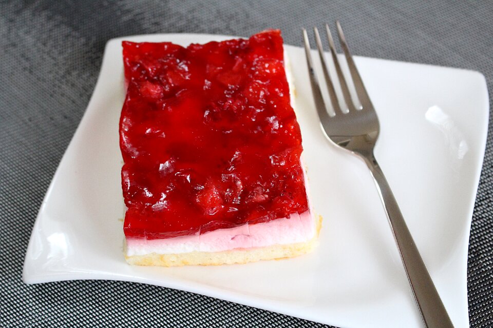 Strawberry sections cream slice dessert