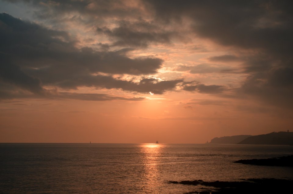 mer, océan, bretagne, coucher de soleil
