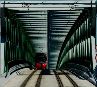 Tram on Old bridge - Bratislava