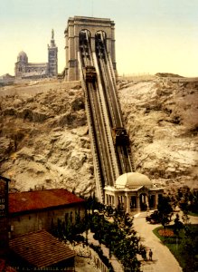Funicular & Notre Dame de la Garde, Marseille, France, ca. 1895.