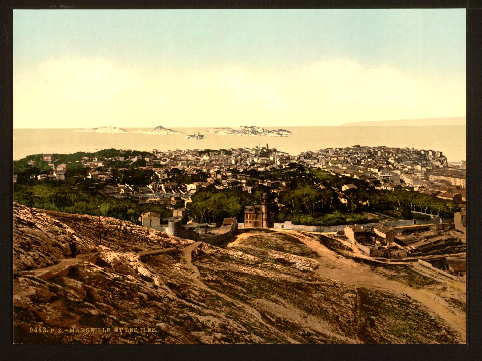 Panorama, view from Notre Dame de la Garde, Marseilles, France