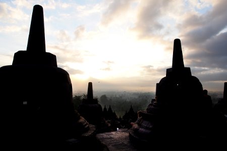 Borobudur at dawn, Jogjakarta photo
