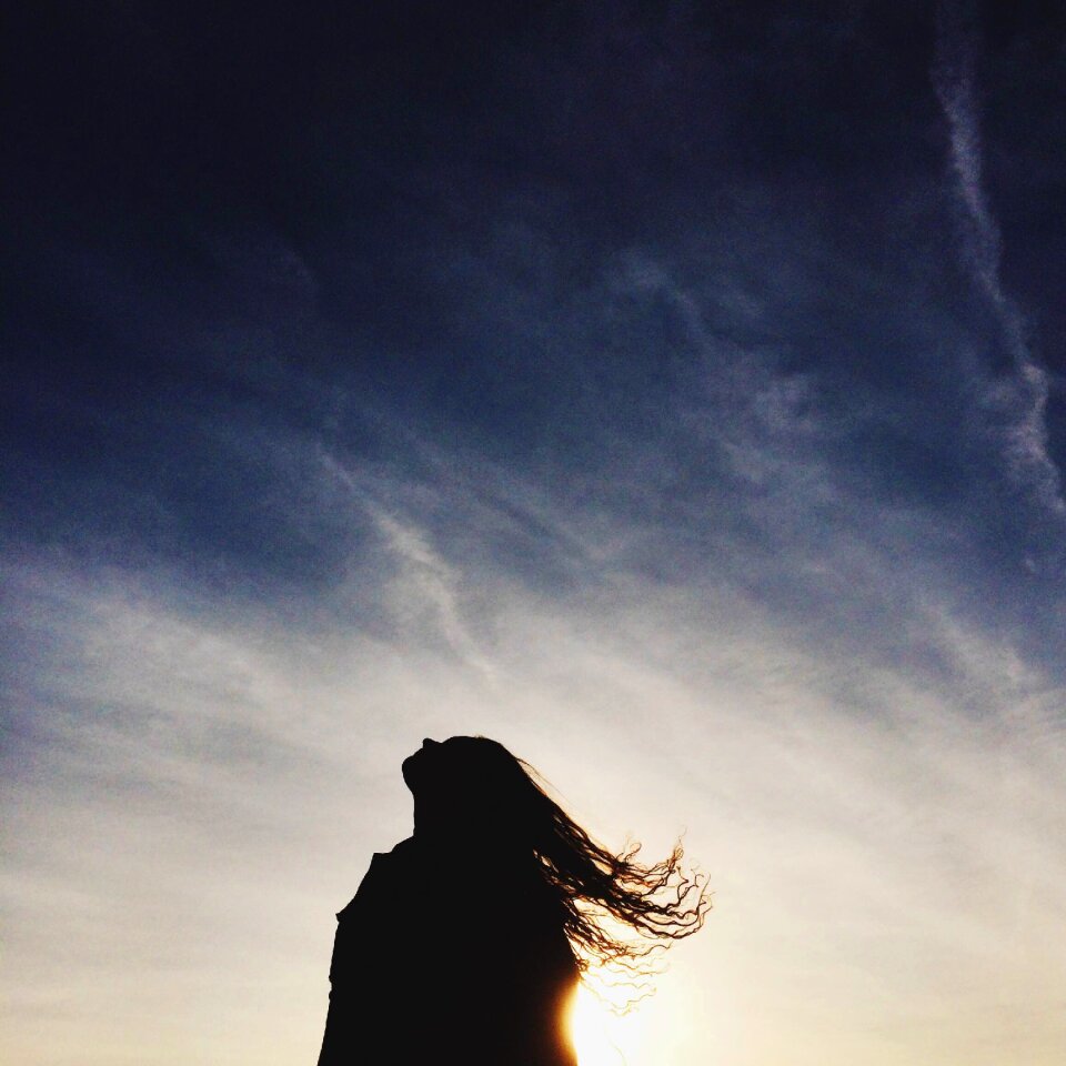 Long hair woman sky photo