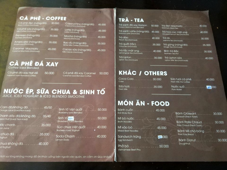 horizon coffee and tea menu sinh tố việt quất blueberry smoothies #dist7