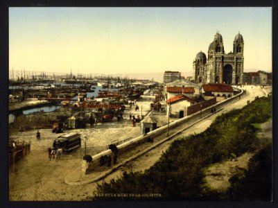 Cathedral and Quay de la Joliette, Marseilles, France.