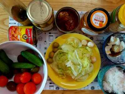 my homemade meal with cans