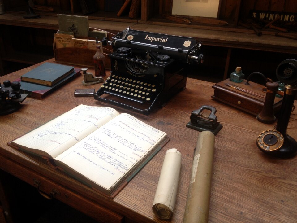 Old room antique wooden desk