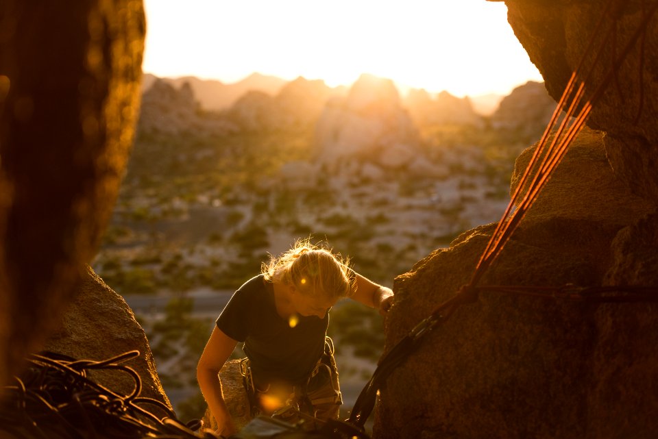 Climber at Cyclops climbing route