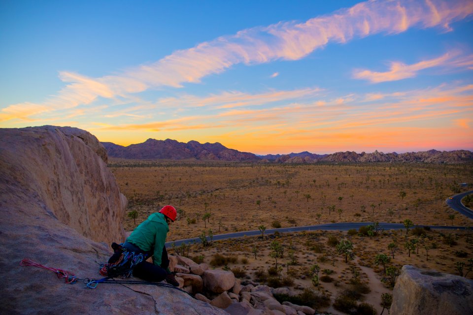 Climber at Cap Rock during Sunset