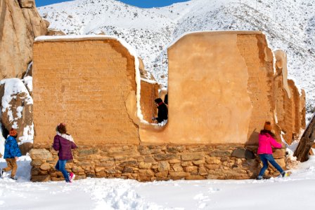 Children playing at Ryan Ranch in the snow photo