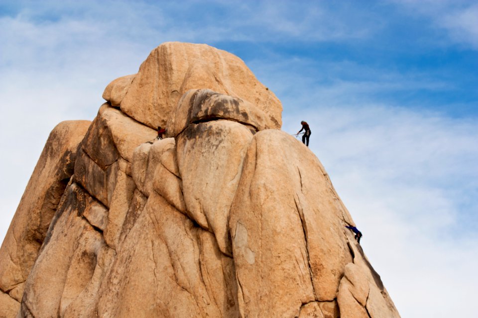Rock climbers on the Old Woman rock formation