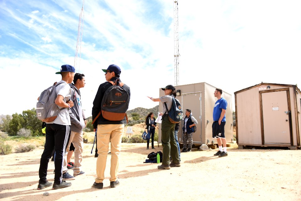 Students at the weather station