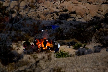 Campfire at Jumbo Rocks campground photo