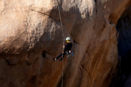 Rock climber in Hidden Valley Campground photo