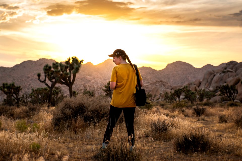 Photographer in Hidden Valley area at sunset