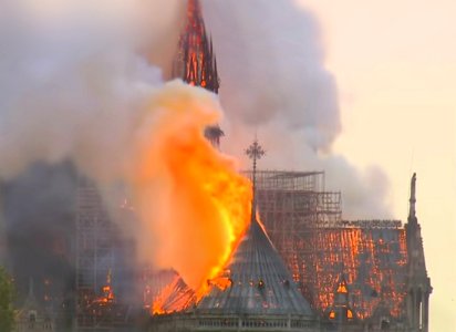 Paris fire at Notre Dame Cathedral photo