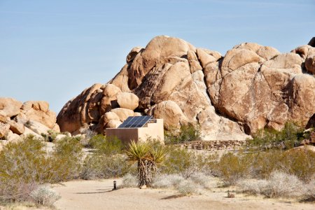 Indian Cove Campground amphitheater and solar panels; Twentynine Palms, CA