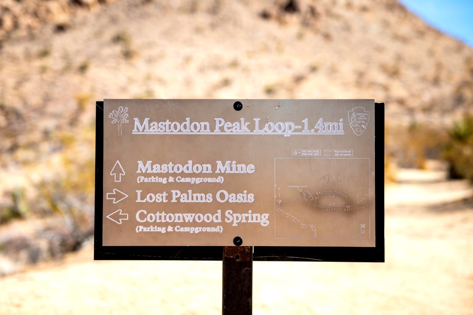 Mastodon Peak Loop Trail Sign